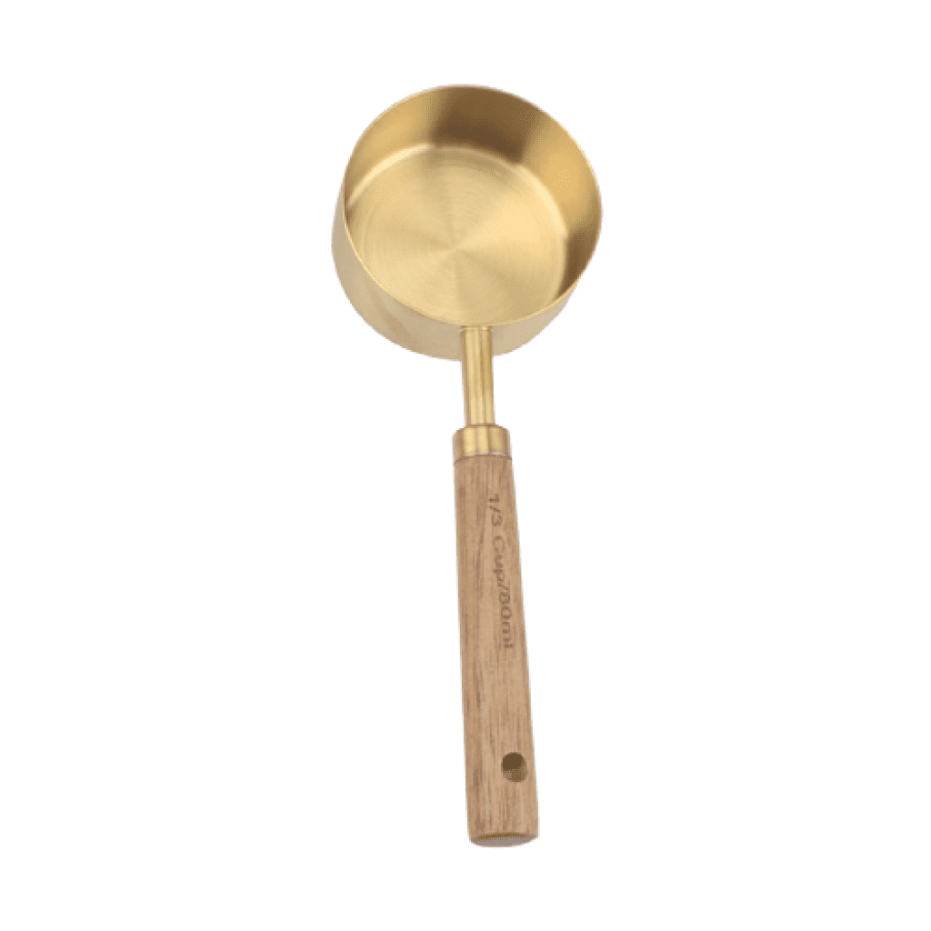Cuillère Doseuse 60 Ml En Inox Avec Manche En Bois D'acacia - Pour Pâtisserie Et Cuisine, Finition Dorée - 8