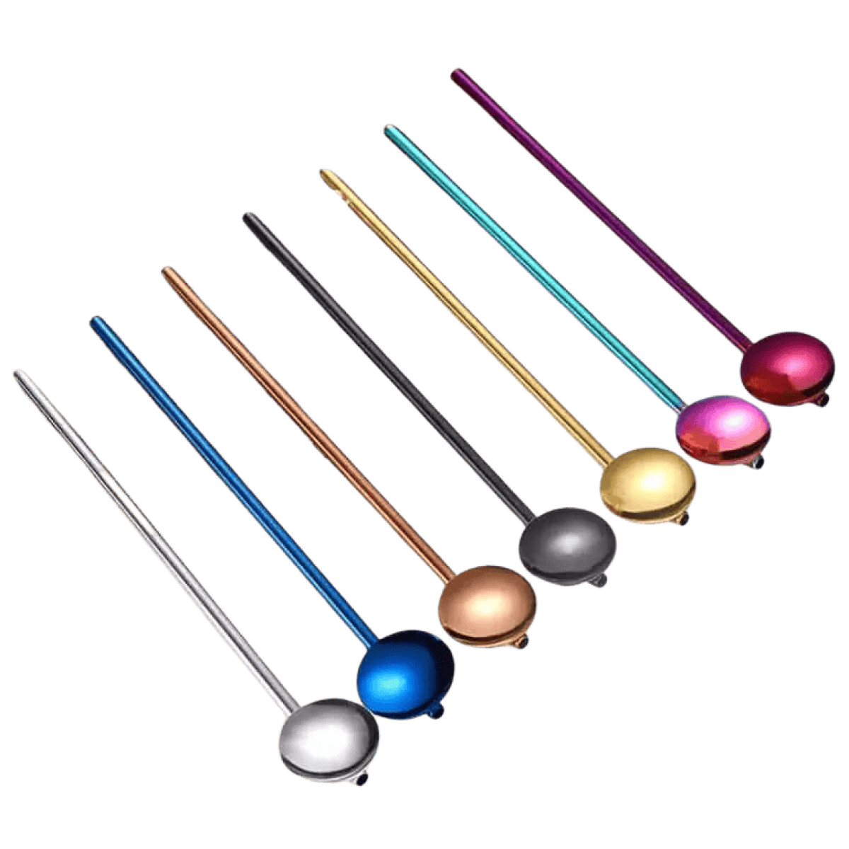 Lot de 7 pailles en métal réutilisables en acier inoxydable 304 - Avec étui - Pour fête, bar, décoration